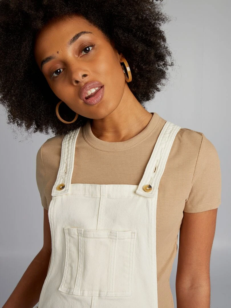 Salopette de grossesse en denim stretch   Beige