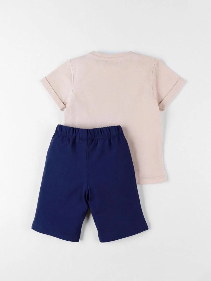 Pyjama 2 pièces éléphants en jersey sable/indigo Noukie's Beige