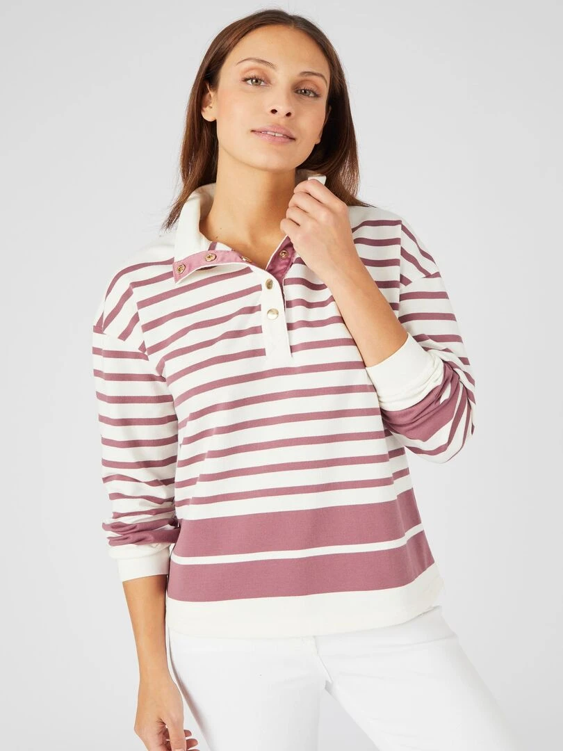 Sweat shirt esprit marinière Happy D. by Damart Bordeaux