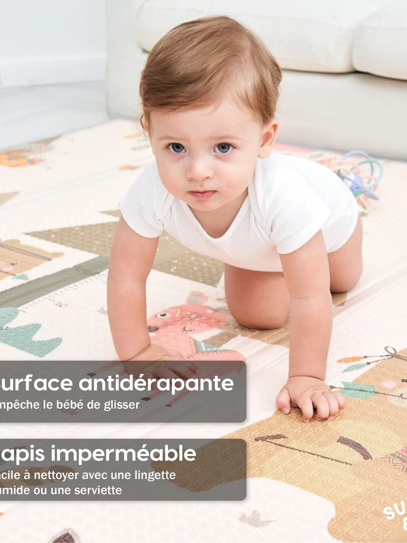 Tapis de Jeu en mousse  épais et pliable pour enfants   FISH XXL   SUPERBE BEBE   Beige