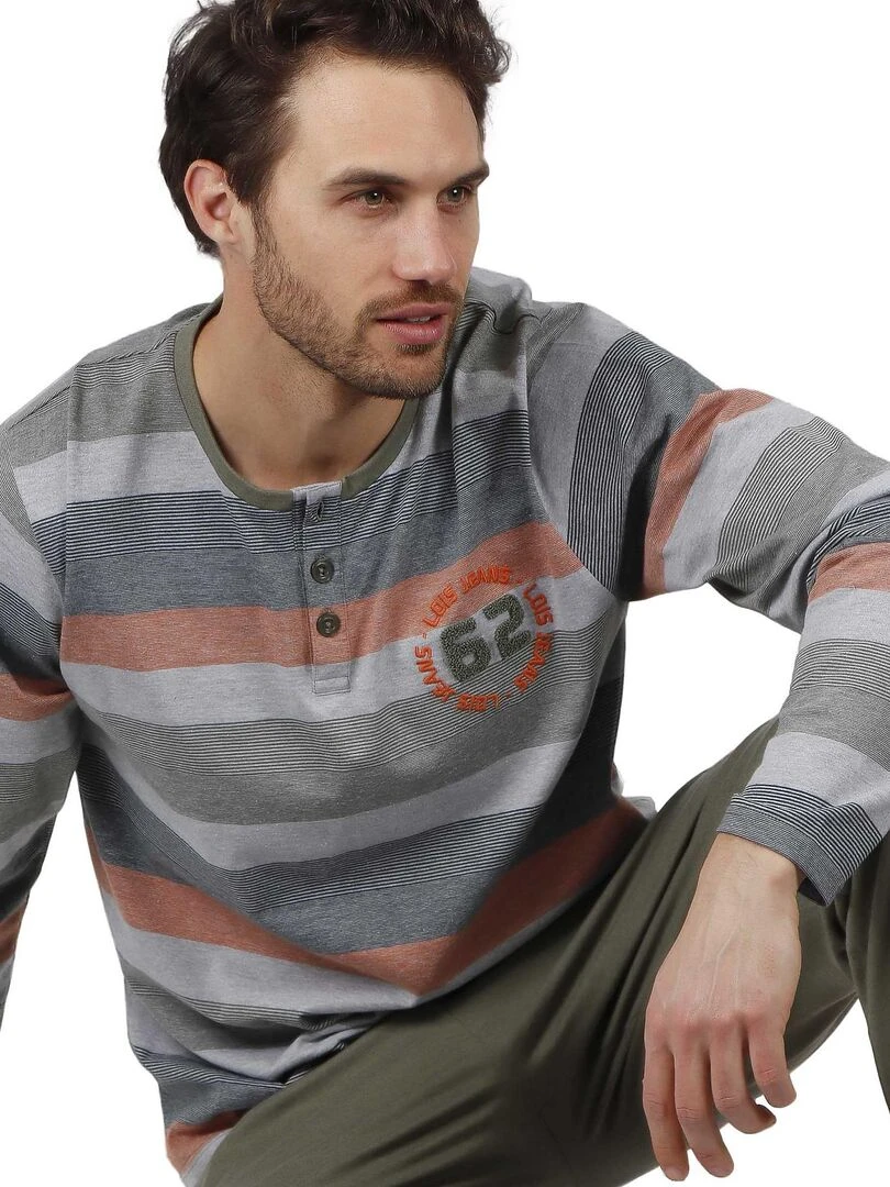 Pyjama pantalon et haut Rayas Camouflage Lois   Kaki