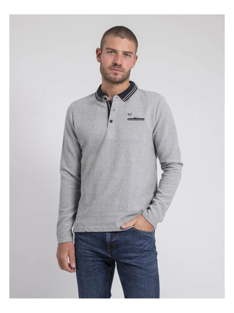 Polo manches longues pur coton POMEDUSE Gris