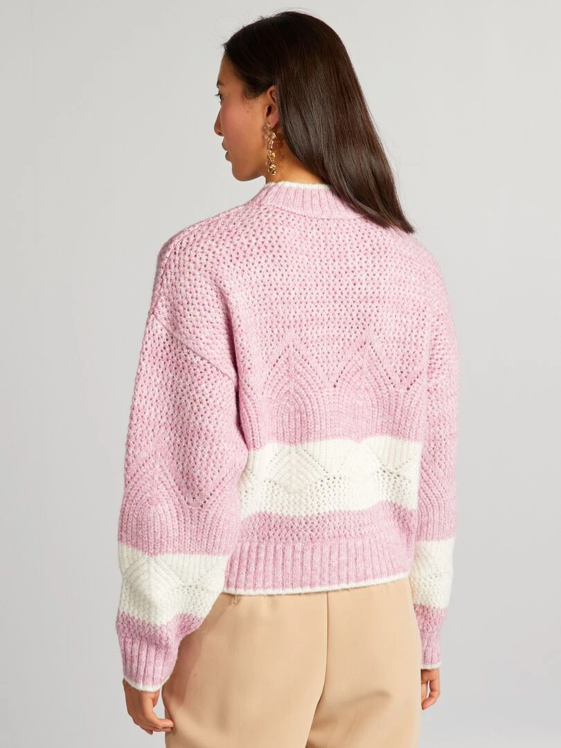 Pull en maille grosse jauge   Rose