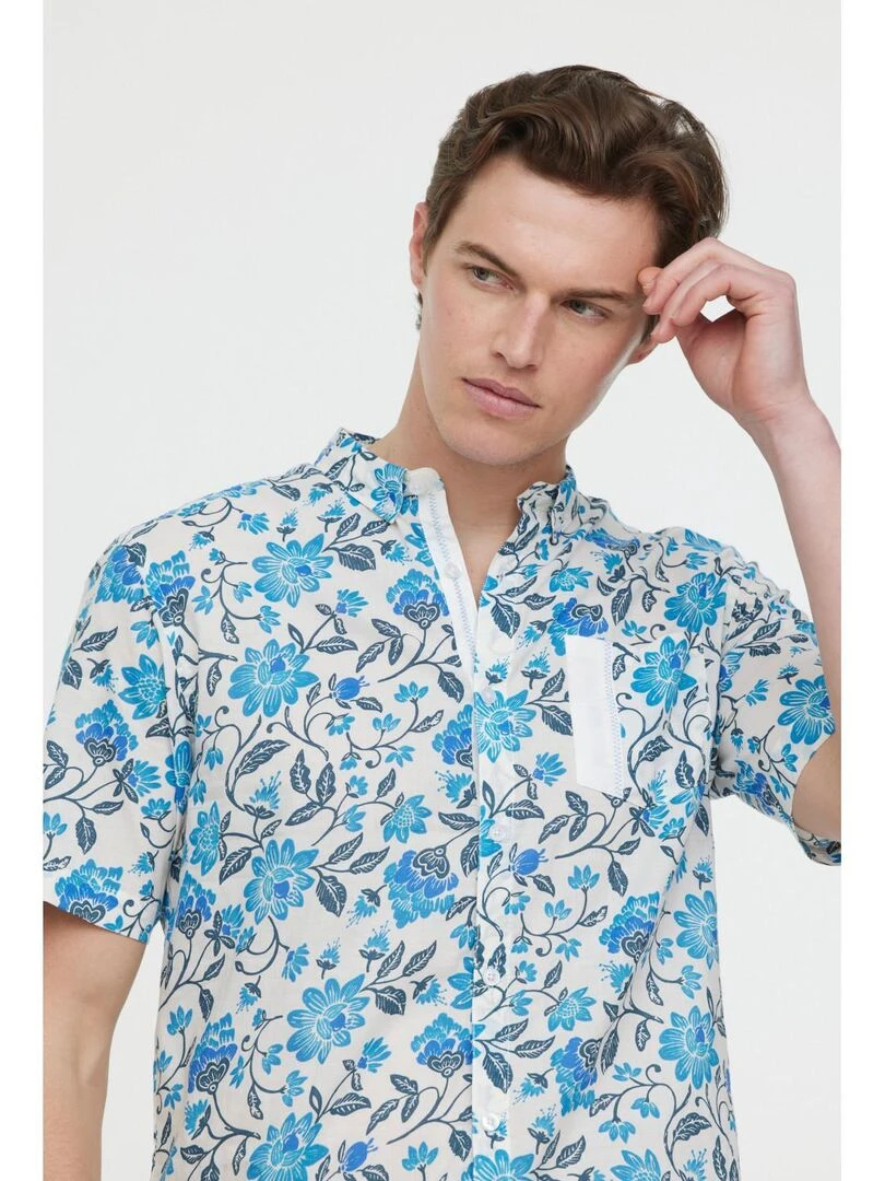 Lee Cooper   Chemise manches courtes coton regular DAMYK MC   Bleu céladon