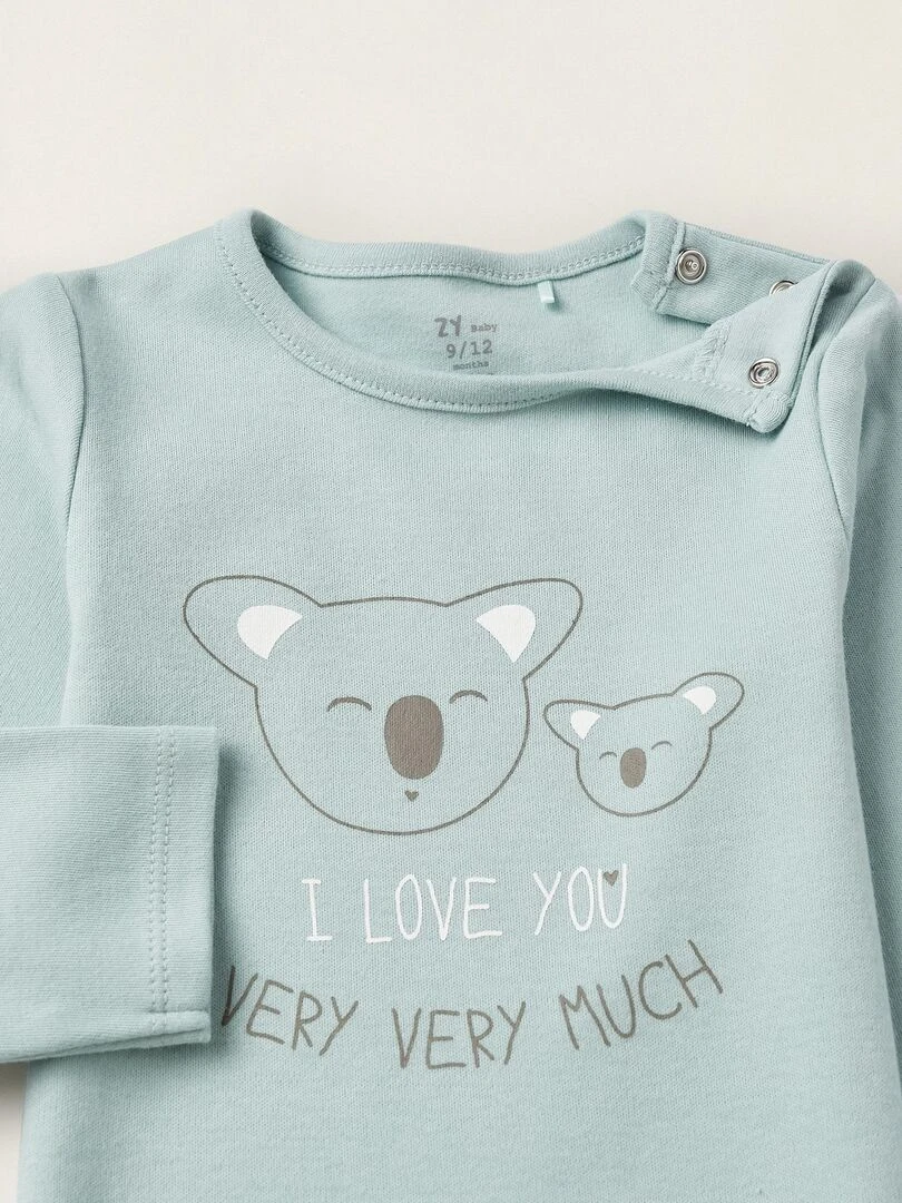 Bavoir + T shirt + Pantalon pour Bébé Fille 'I Love You'  LITTLE LOVE NOTES   Bleu clair