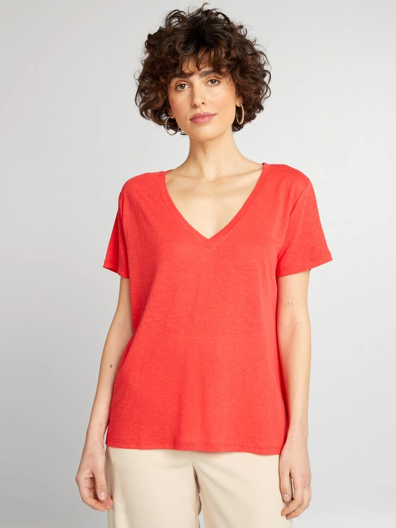 T shirt basique manches courtes   rouge