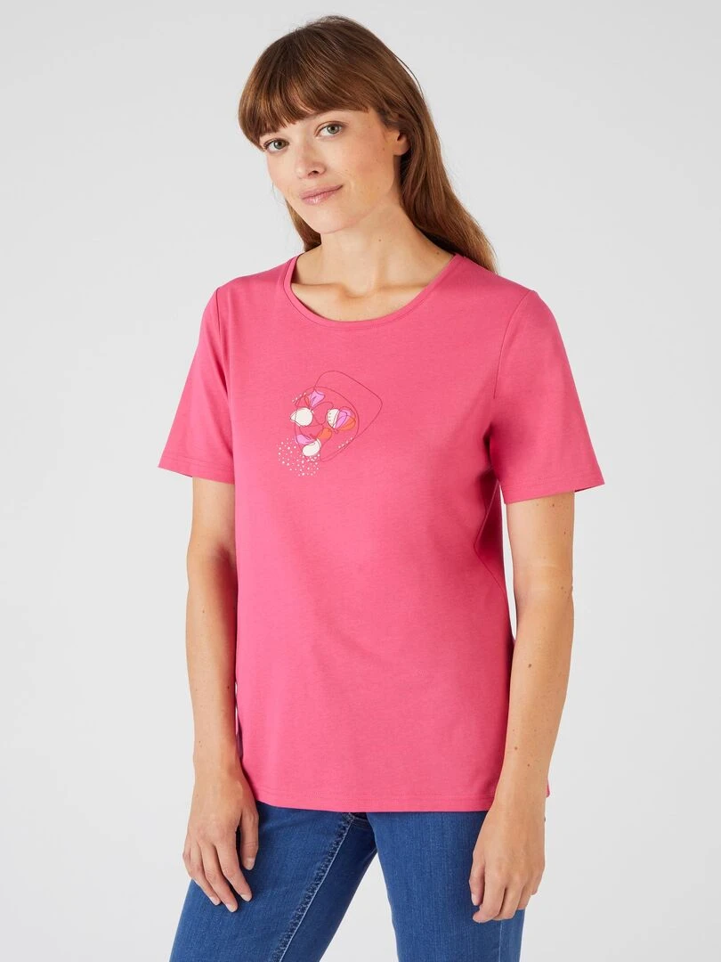 Tee shirt pur coton   Damart   Rose framboise