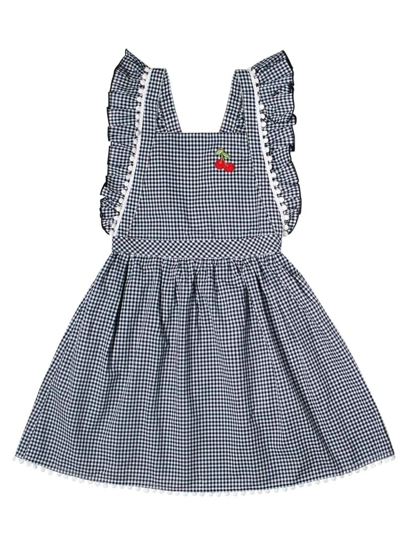 Robe Été à Carrx Vichy Noir Fille  LILI   'LA FAUTE A VOLTAIRE'   Noir Blanc Gris