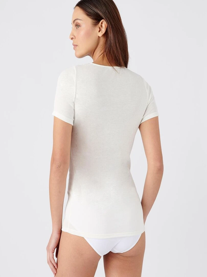 T shirt manches courtes Douceur soyeuse Thermolactyl   Damart   Blanc cassé