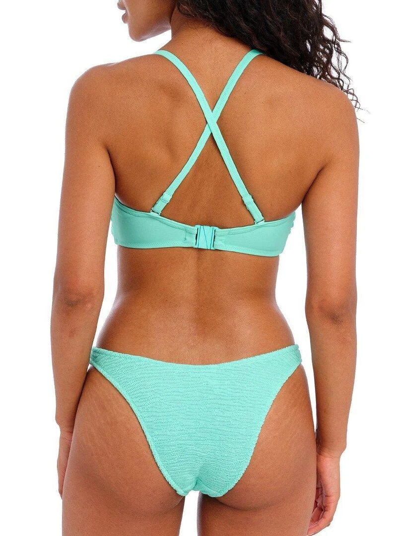 Haut de maillot bandeau texturé à armatures Ibiza waves   Bleu