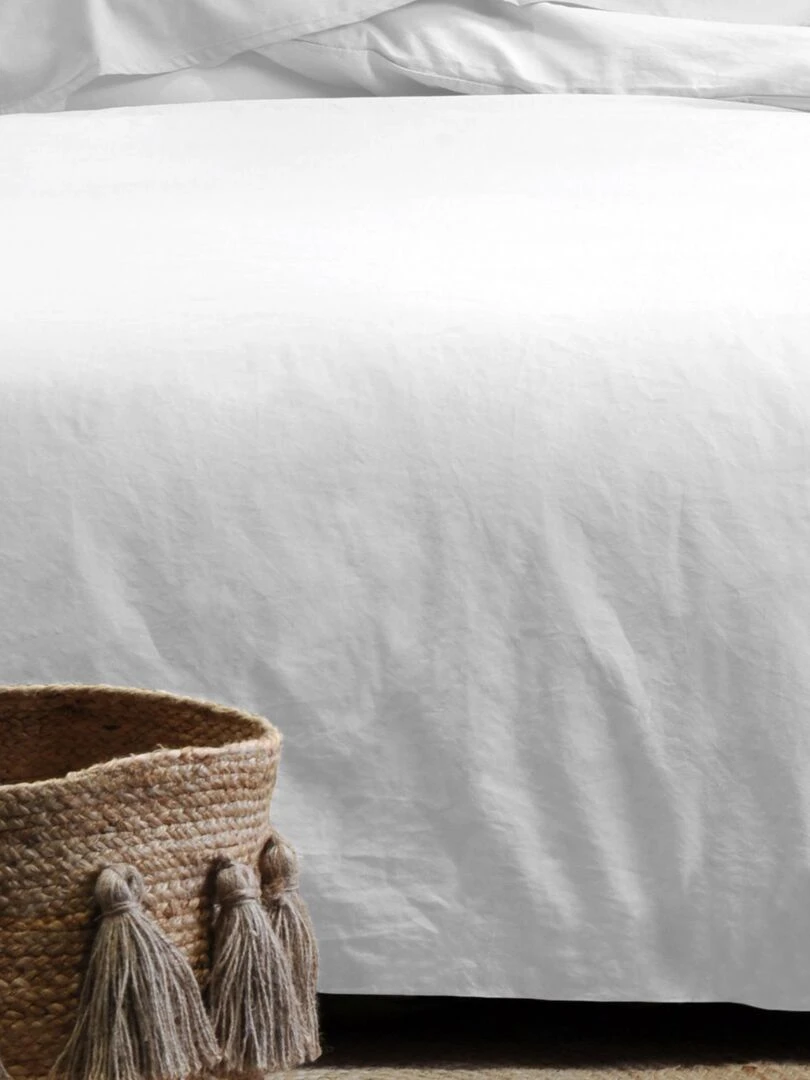 Taie d'oreiller unie en coton bio   Blanc