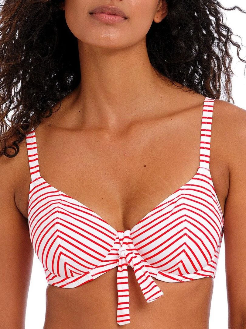 Haut de maillot à rayures avec armatures New shores Rouge