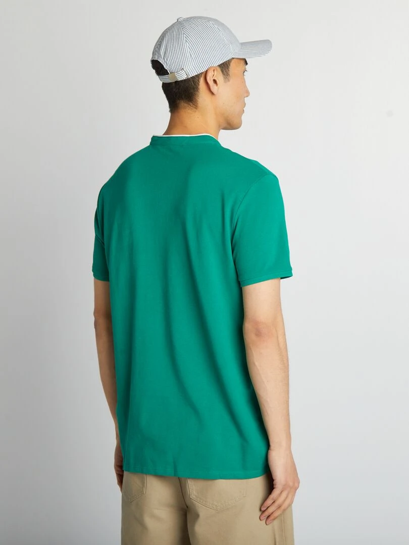 Polo à col mao en piqué de coton   Vert