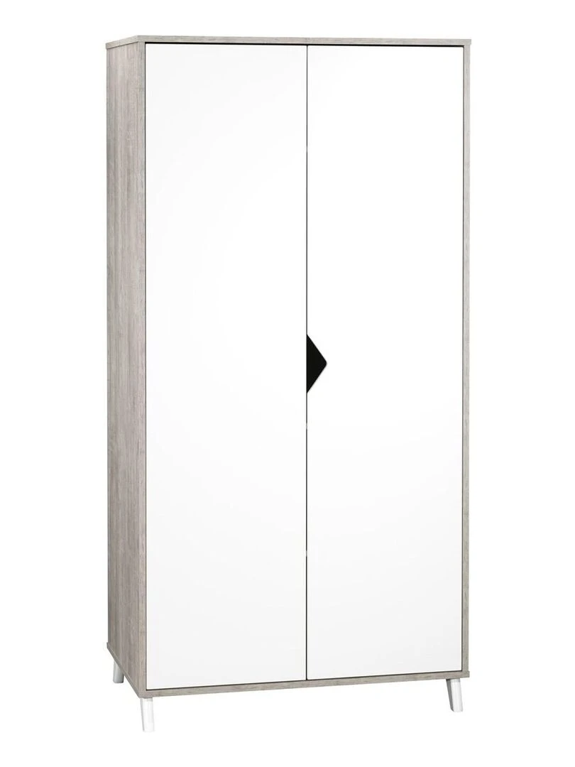 Armoire bébé 2 portes en bois BABYPRICE Blanc Gris