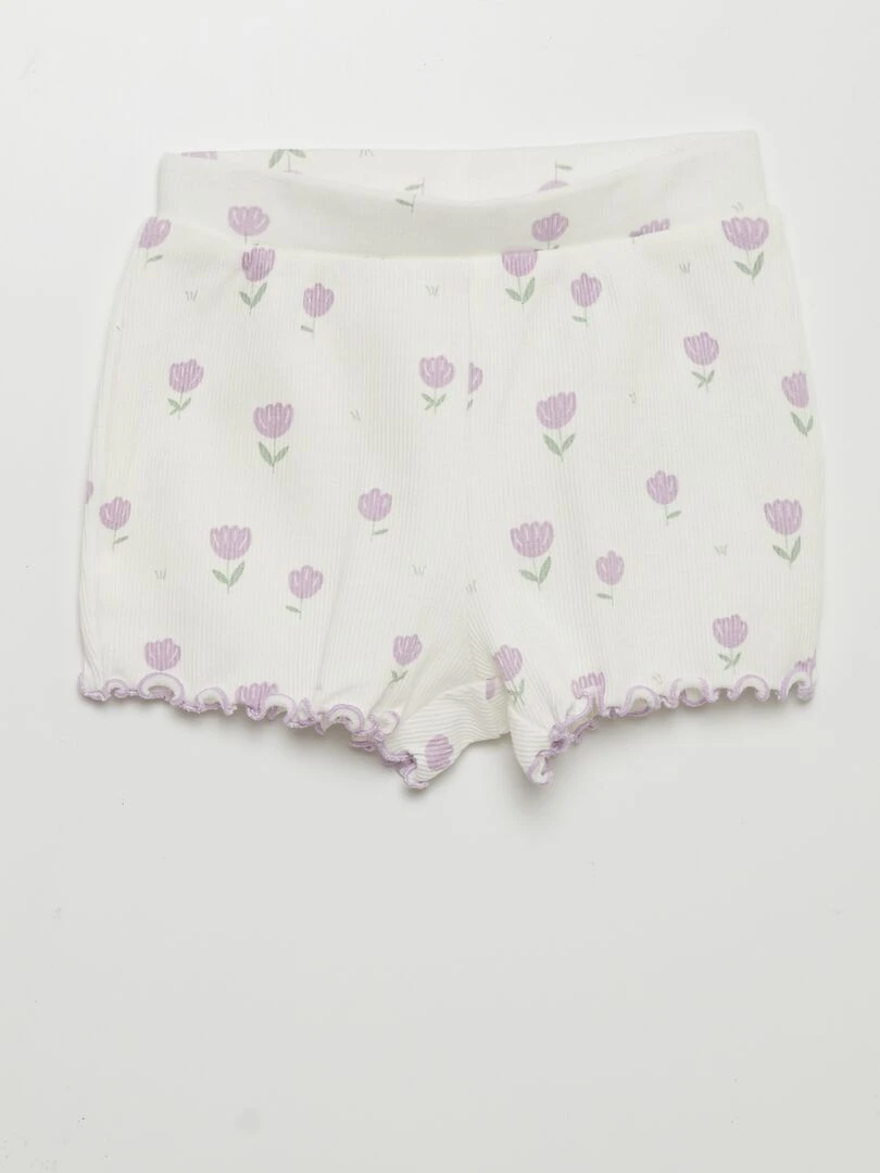 Ensemble T shirt + short de pyjama   2 pièces   Blanc