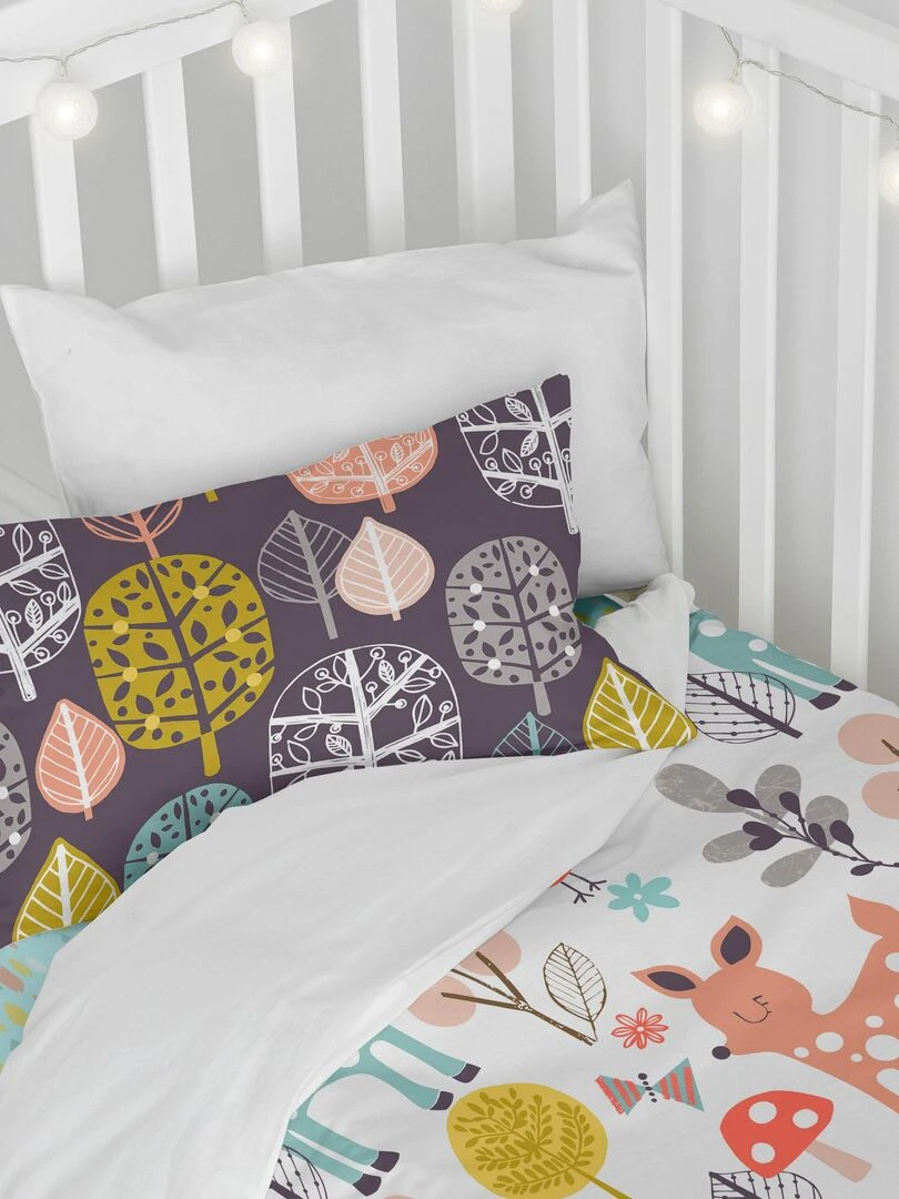 Parure housse de couette 2 pièces Woodland Lit Bébé "Happyfriday"   Bleu Jaune