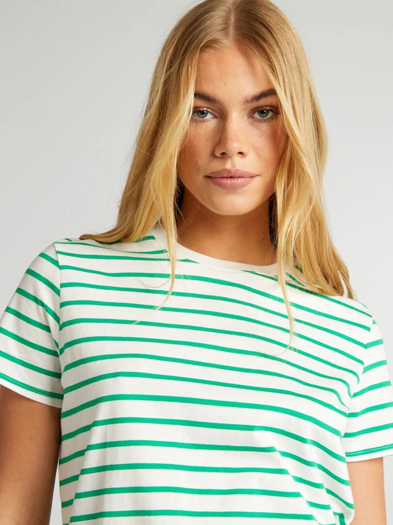 T shirt en jersey imprimé   Rayé vert