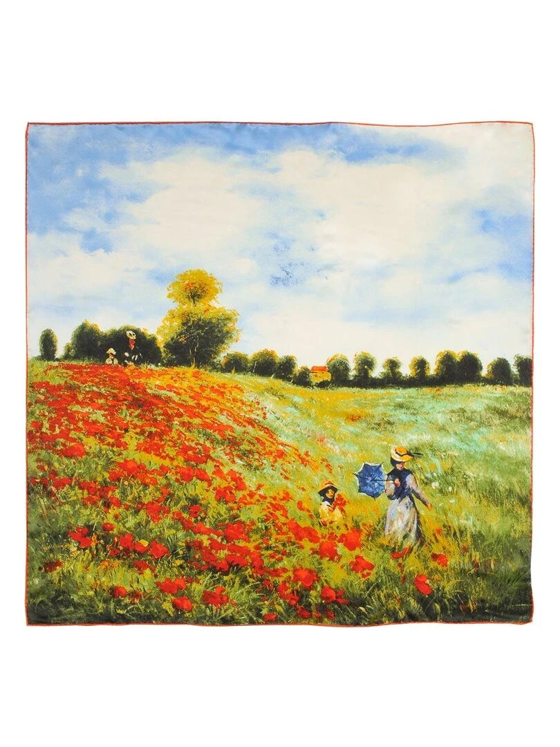 Carré de soie Monet "Les Coquelicots" Rouge