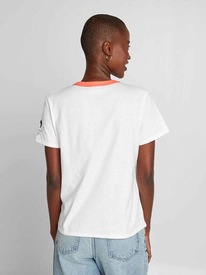 T shirt à col rond   Paris 2024   Blanc