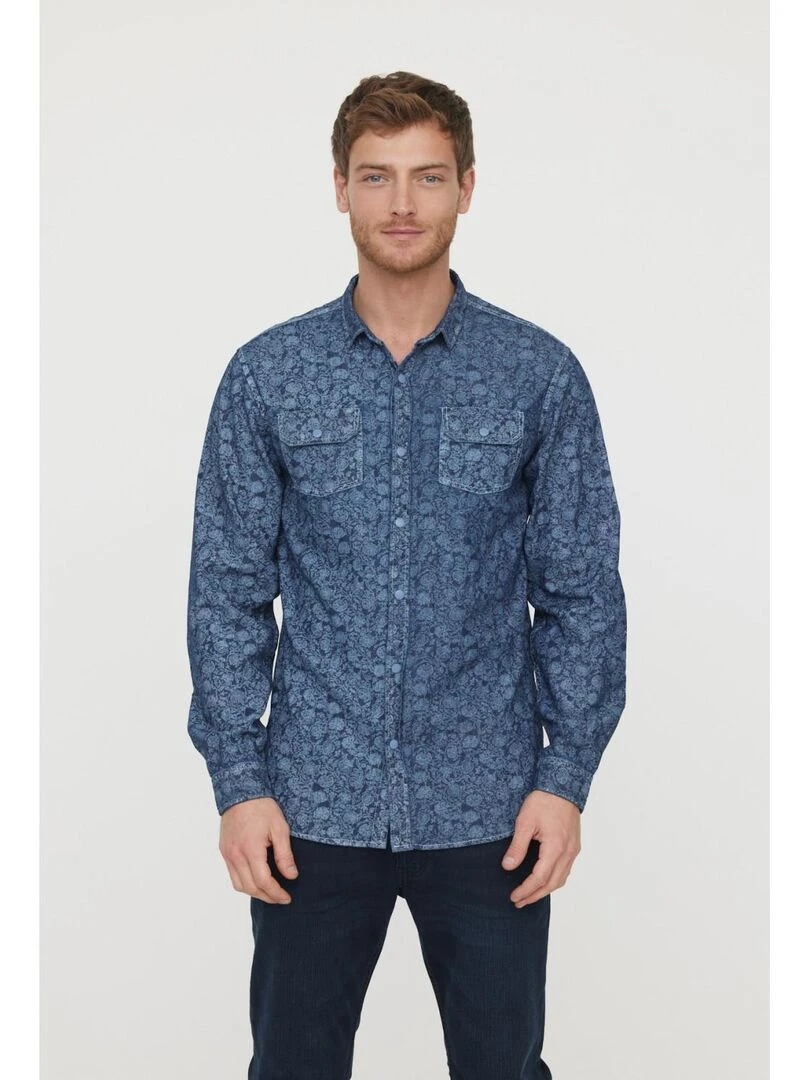 Lee Cooper Chemise manches longues coton regular DEZINE Gris Bleu