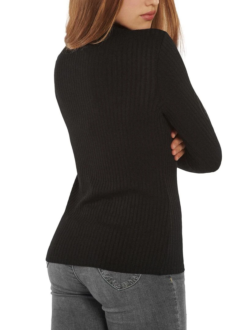 Top col montant manches longues Cosy Noir