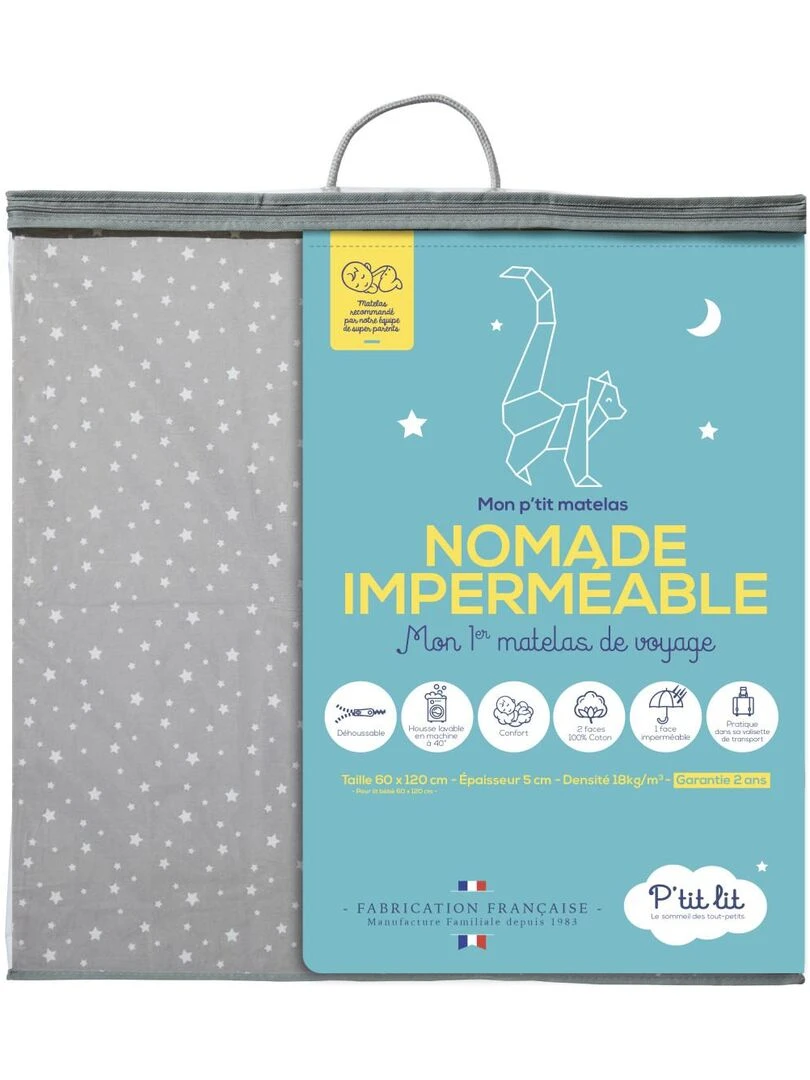Matelas pliant bébé 60x120x5 cm Matelas de voyage Déhoussable Réversible Blanc