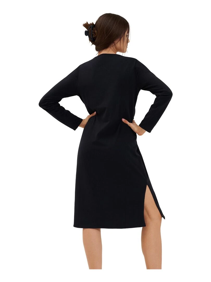 Chemise de nuit manches longues Mia Noir