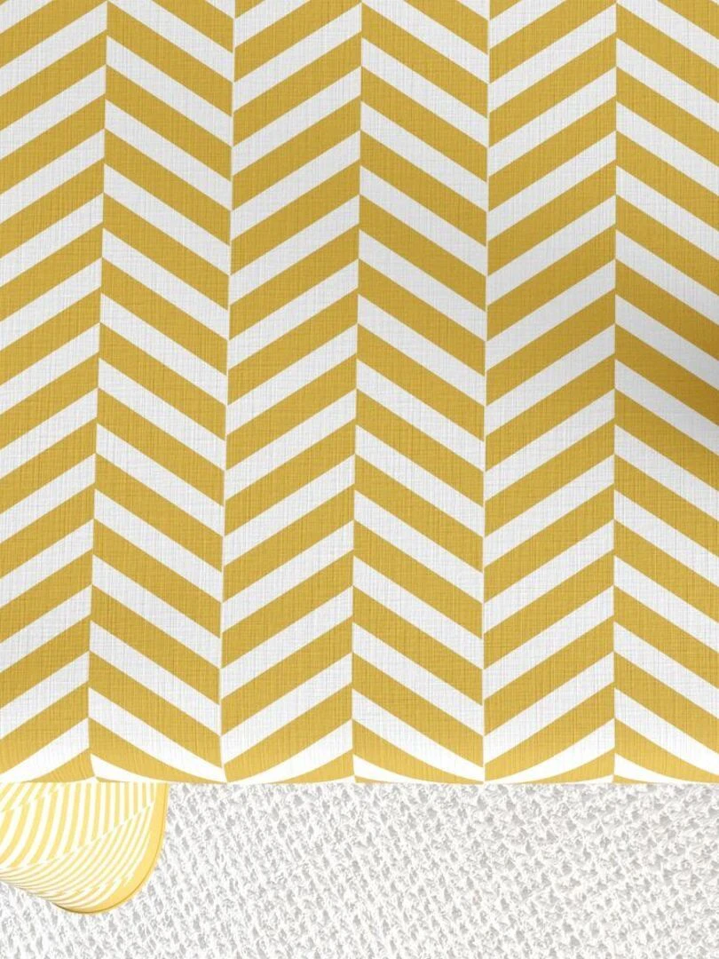 Nappe rectangulaire anti tache en Coton   Chevron Or   Jaune