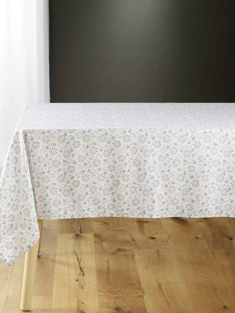 Nappe rectangulaire 140x240 cm Florelle taupe microfibre Blanc