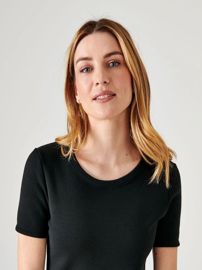 T shirt manches courtes  molleton gratté Thermolactyl   Damart   Noir