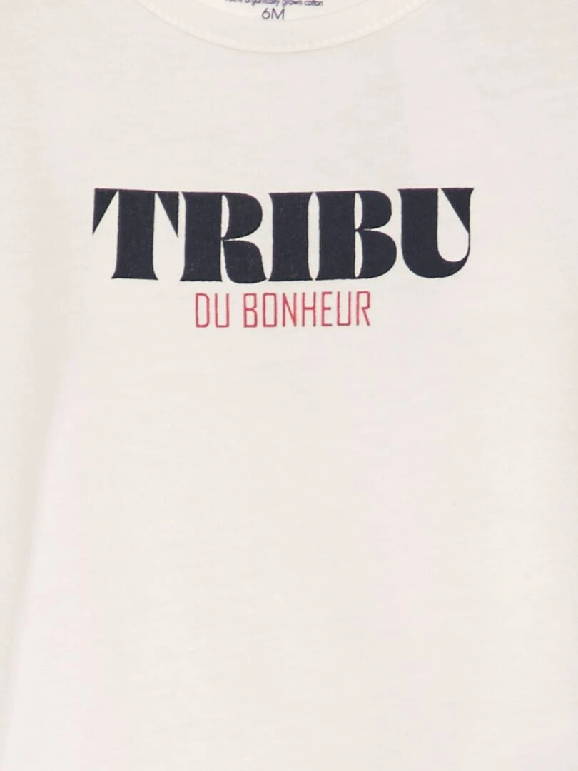 Tee shirt en maille jersey 'fête des mères' Blanc 'tribu'