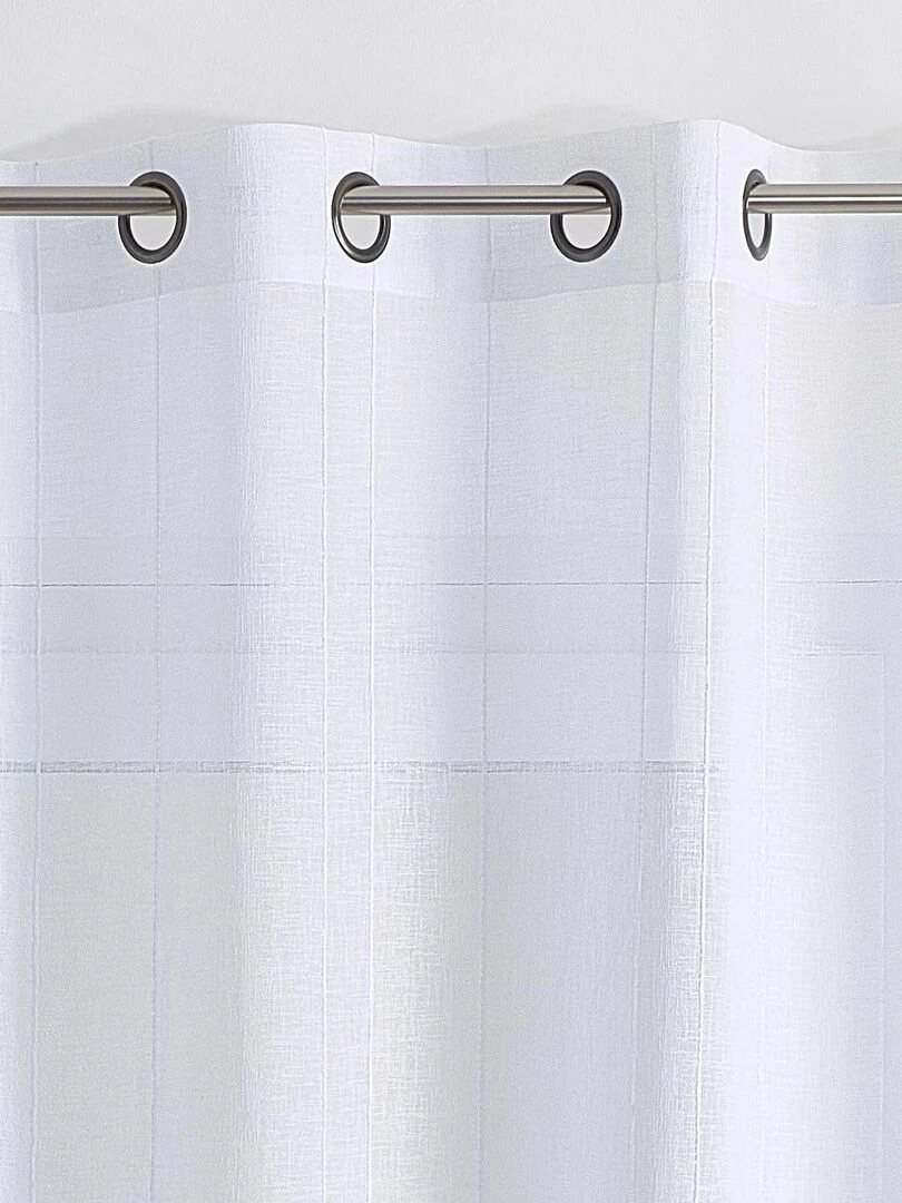 Voilage tamisant uni à fines rayures   Blanc