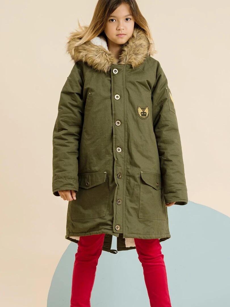 Parka Longue à Capuche Ado Fille 12 20 ans ROCK & PEACE 'LA FAUTE A VOLTAIRE' Kaki