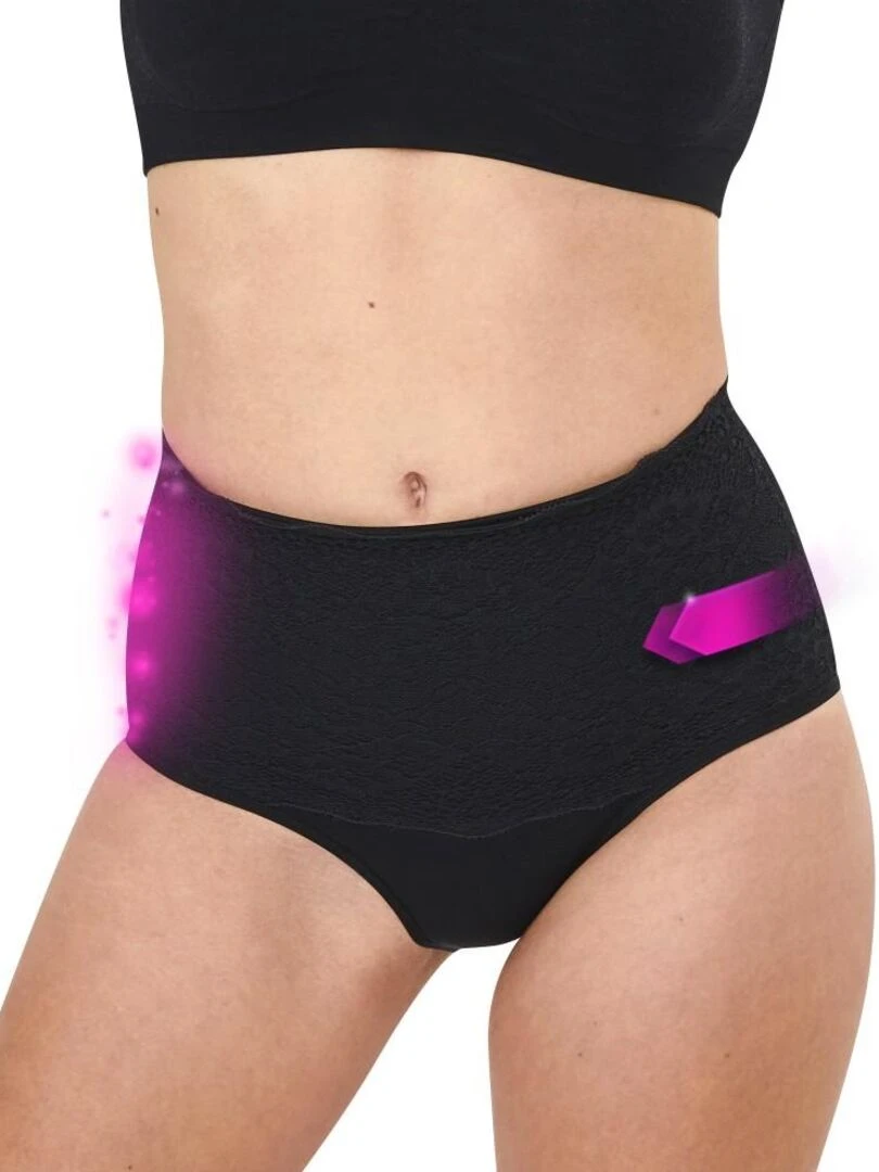 Culotte ceinture minceur en dentelle So'Slim pour femme Noir