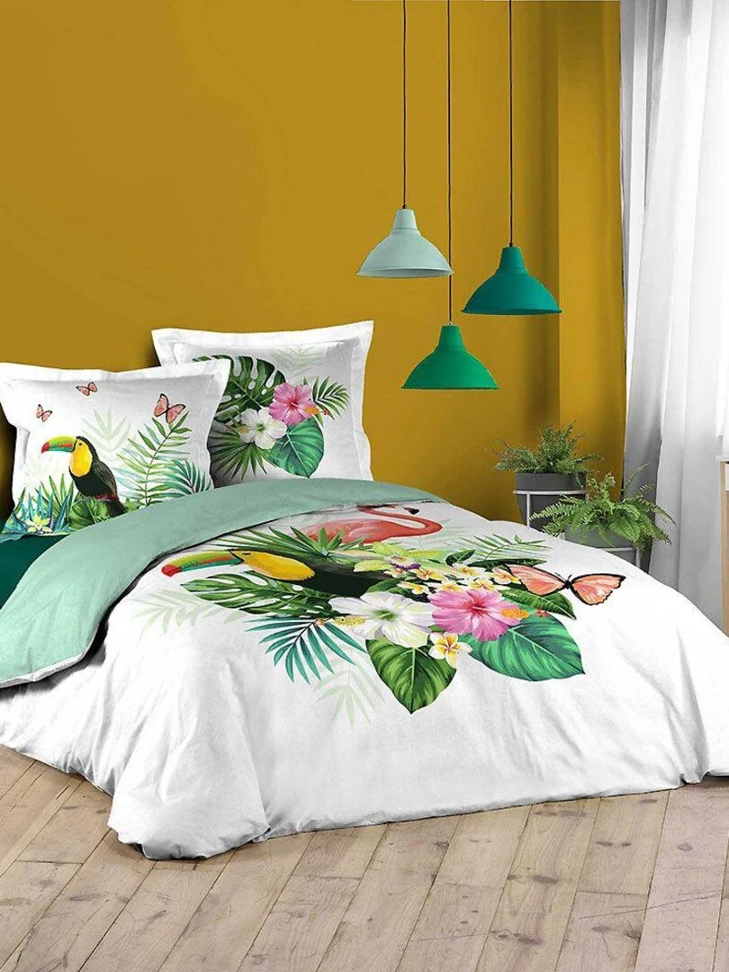Housse de couette + 2 taies d'oreiller Honolulu Vert