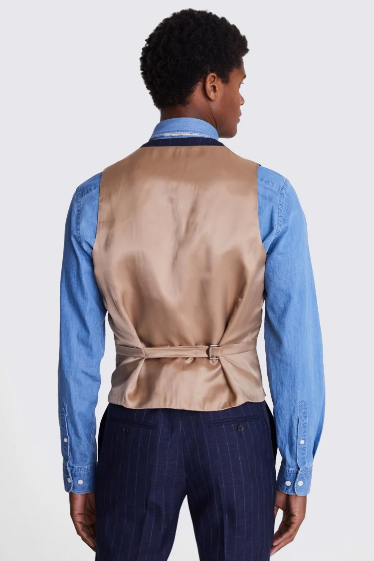 Italian Tailored Fit Navy Stripe Waistcoat Buy Online at Moss