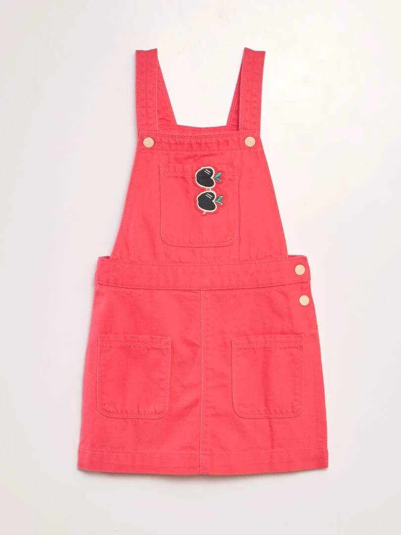 Robe salopette avec patch Rose