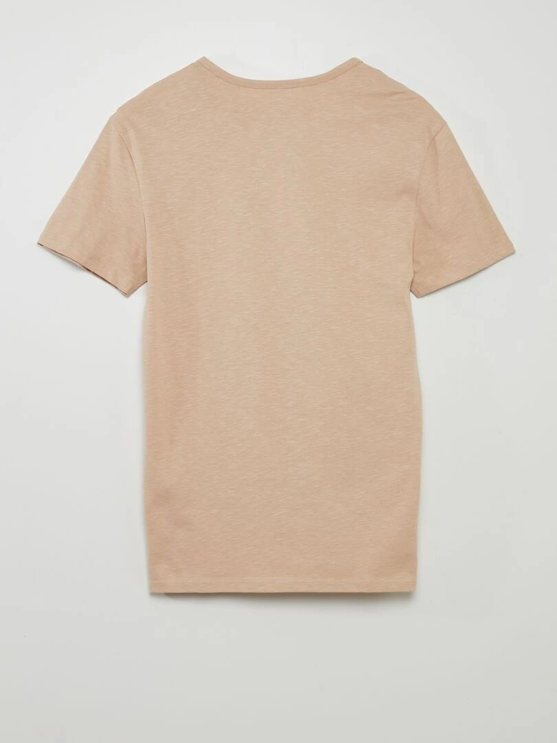 T shirt en jersey à col mao Beige