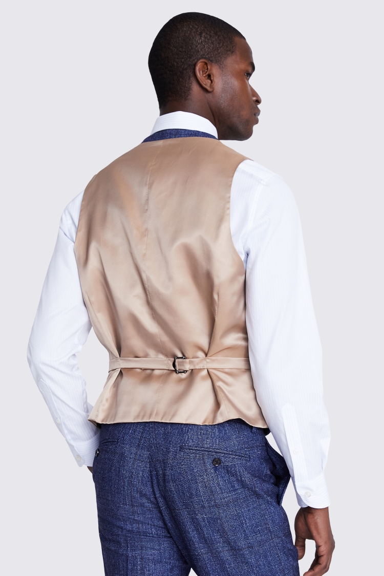 Italian Tailored Fit Blue Check Waistcoat Buy Online at Moss