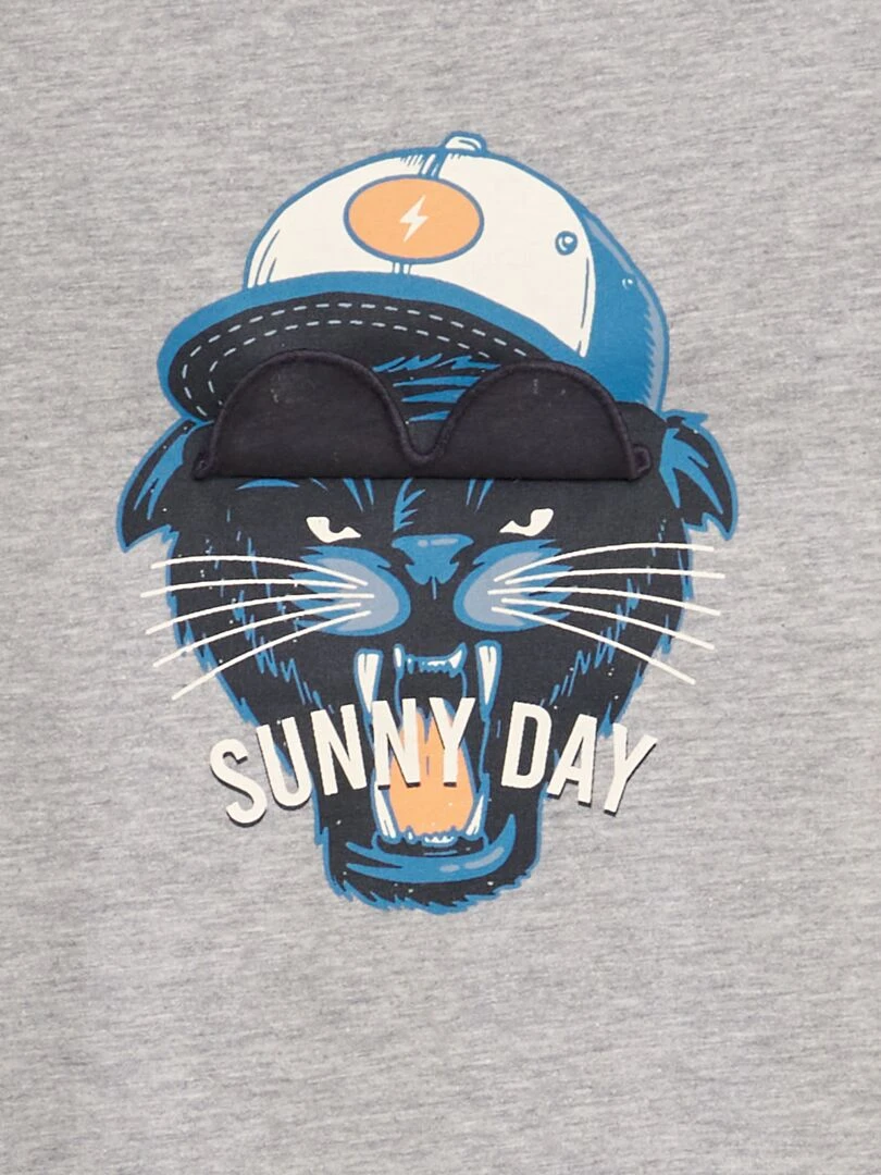 T shirt à imprimé animé   Gris