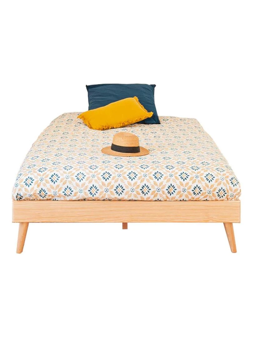 Pack lit avec pieds et matelas Doris AKITEN RETAIL Marron