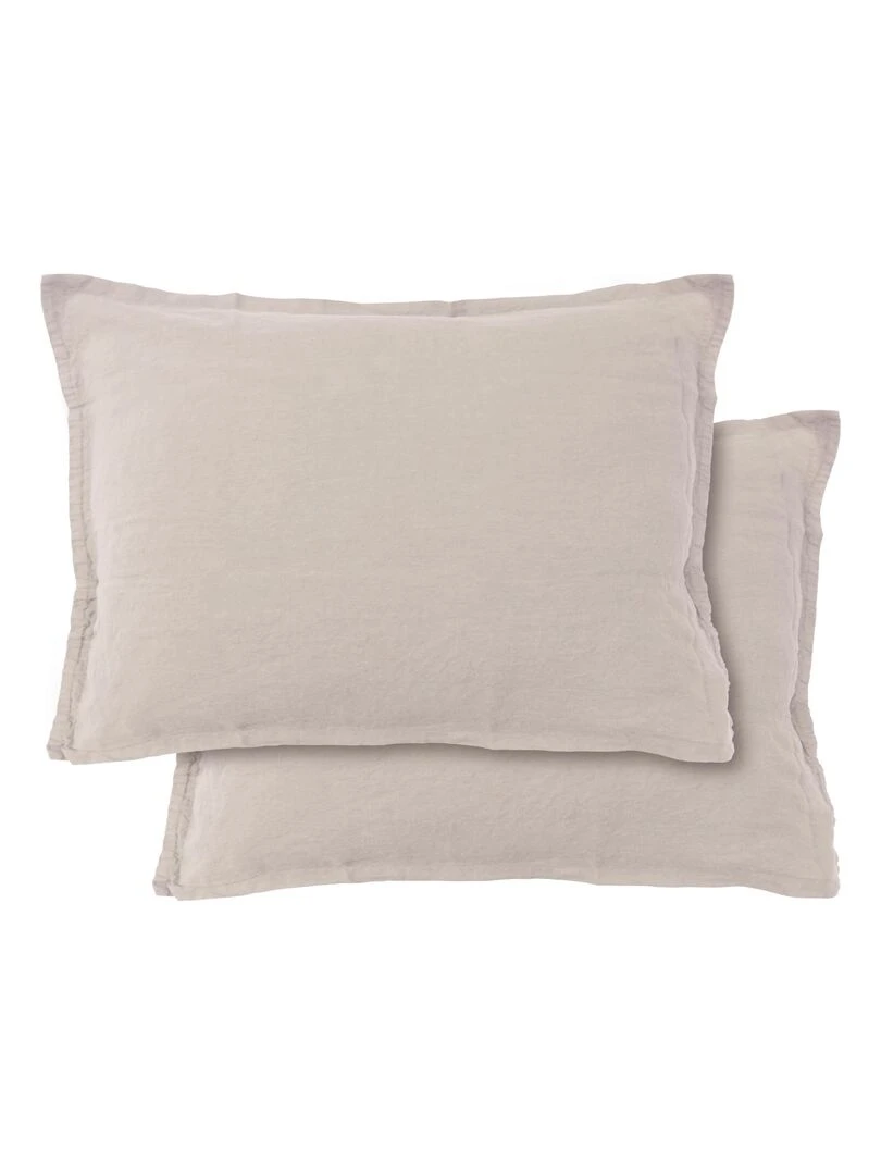 Set de 2 taies d’oreiller unies en lin  LIN LAVÉ   Beige clair