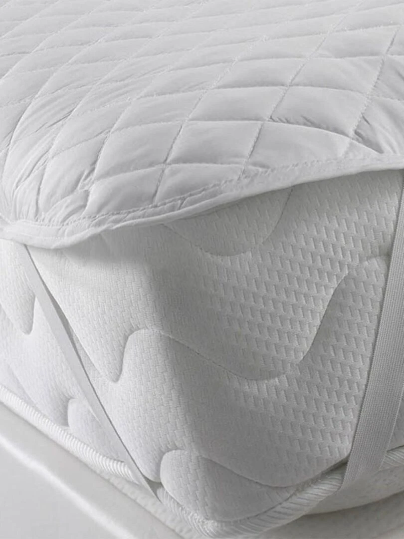 Surmatelas avec élastiques 160x200 cm microfibre unie Mata Blanc