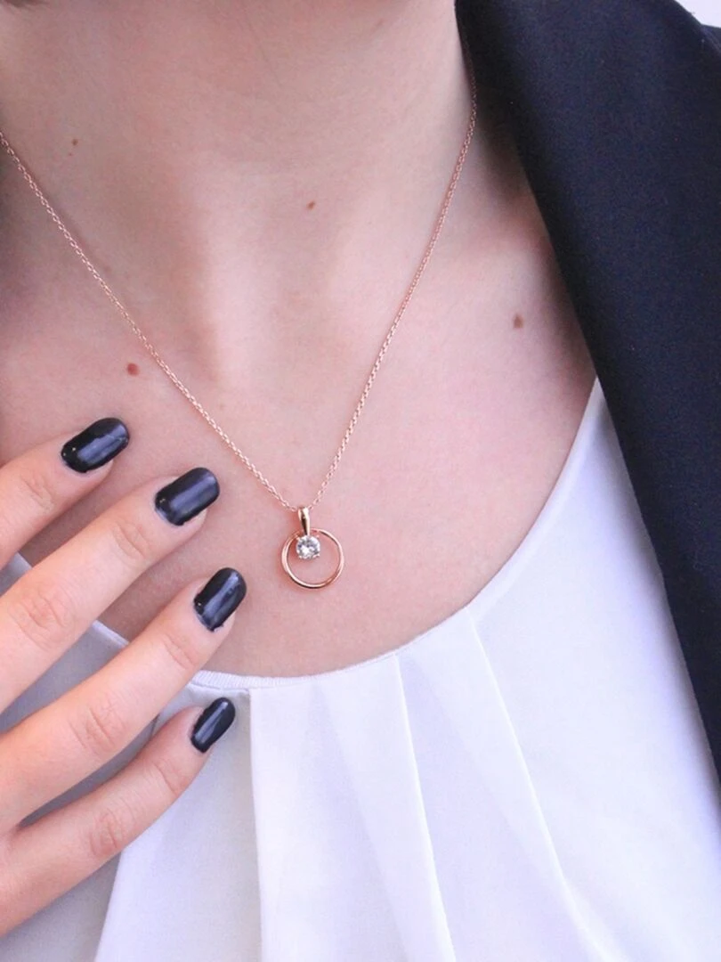 Pendentifs Octavia   Or Rosé et Cristal   Transparent