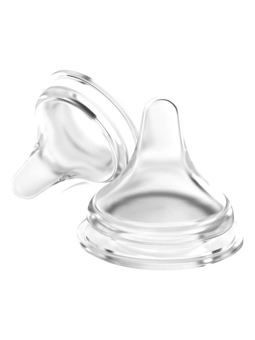 Lot de 2 tétines Natural Wave® spécial allaitement débit lent Blanc