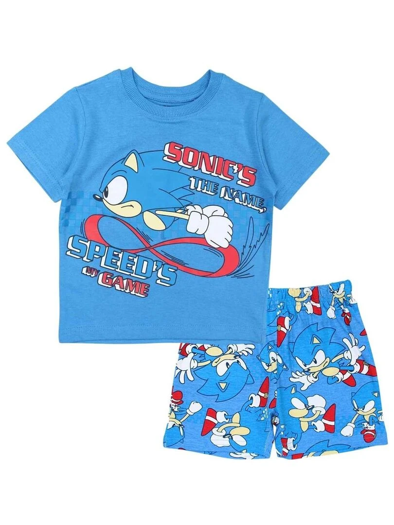Sonic Ensemble T shirt short garçon Imprimé Sonic Bleu