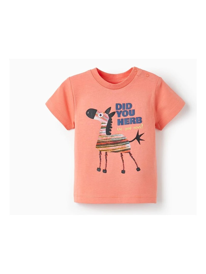 T shirt à manches courtes pour bébé garçon 'Did You Herb' manches courtes NATURE TAKEOVER Blanc Orange clair