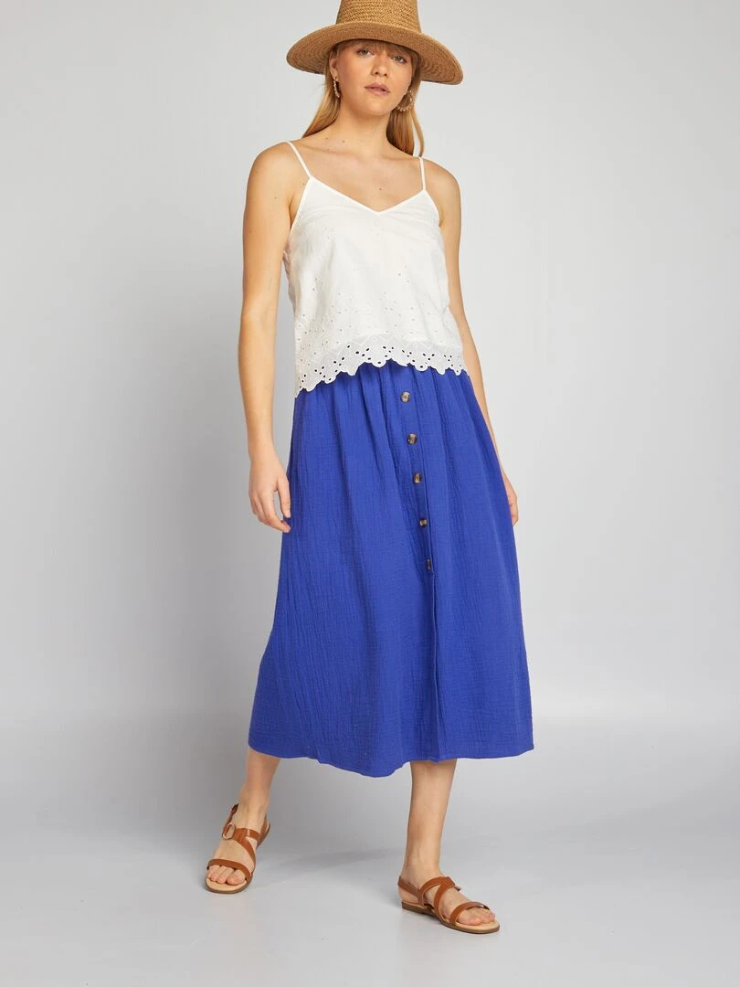Top à broderies anglaises Blanc