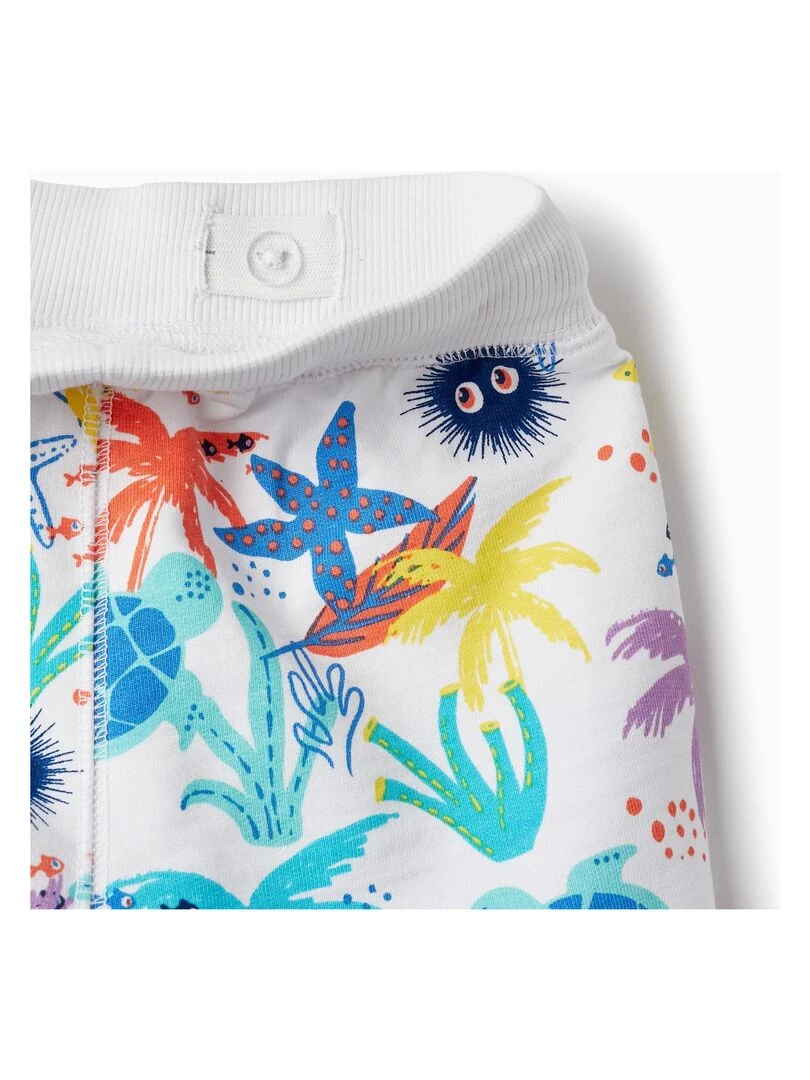 Short En Coton Pour Bébé Garçon 'Océan'   Blanc