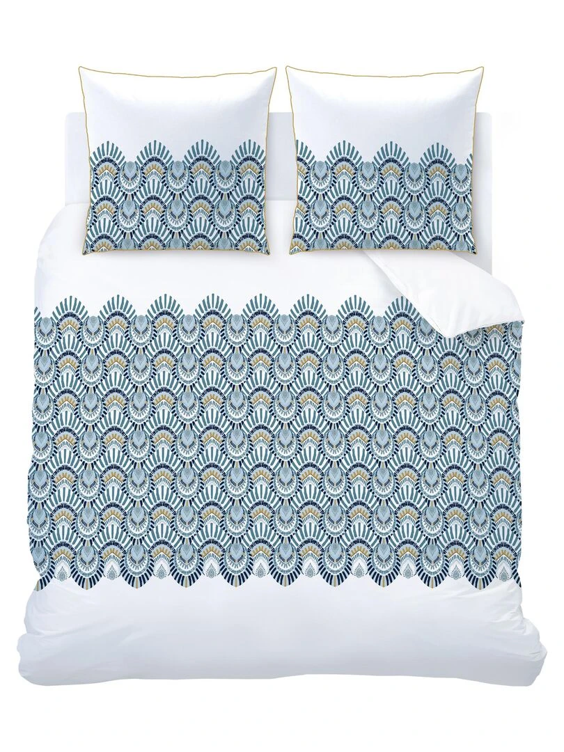 Parure de lit imprimée 100% coton  OCELLUS   Blanc